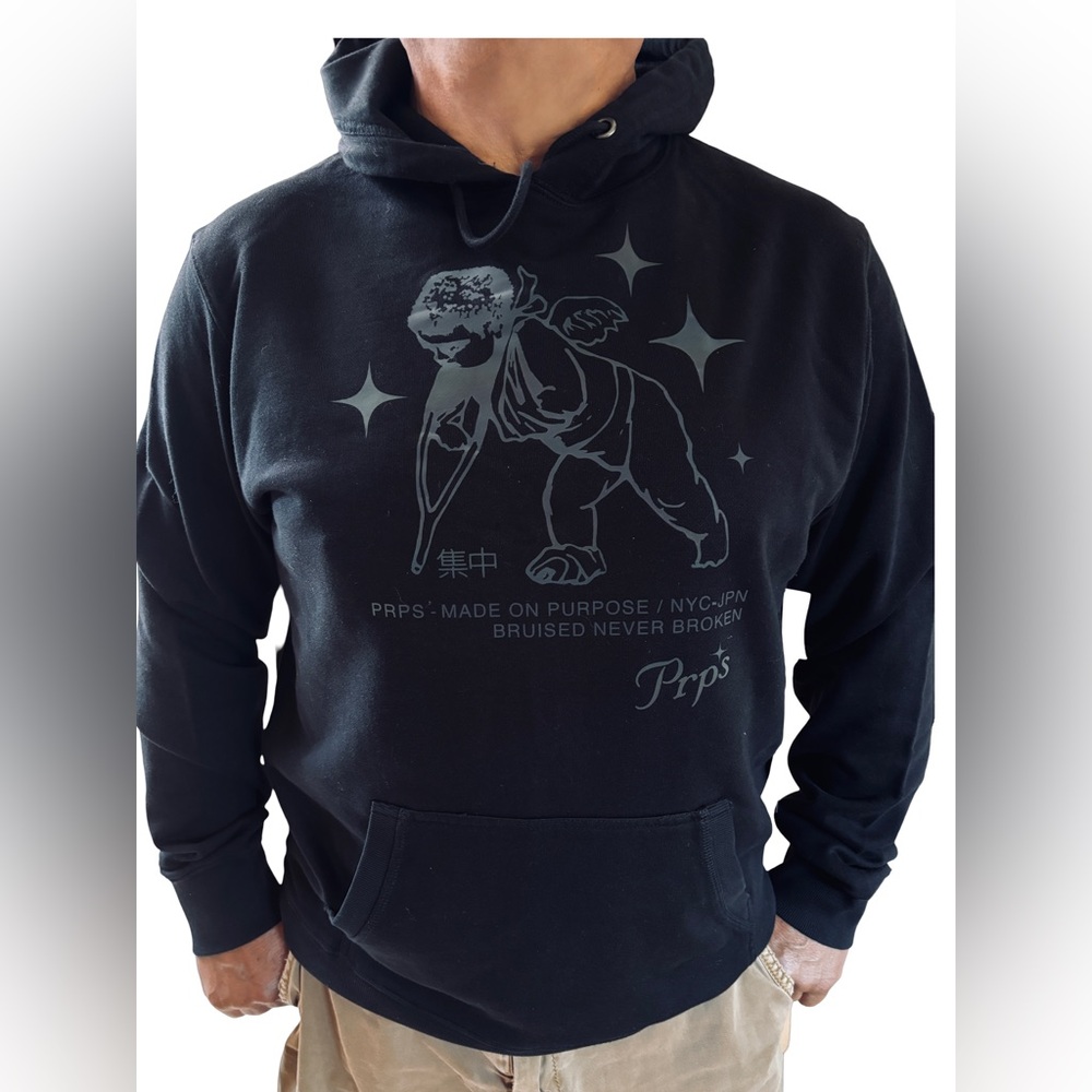 PRPS Black Wounded Cherub Graphic Hoodie XL NWT